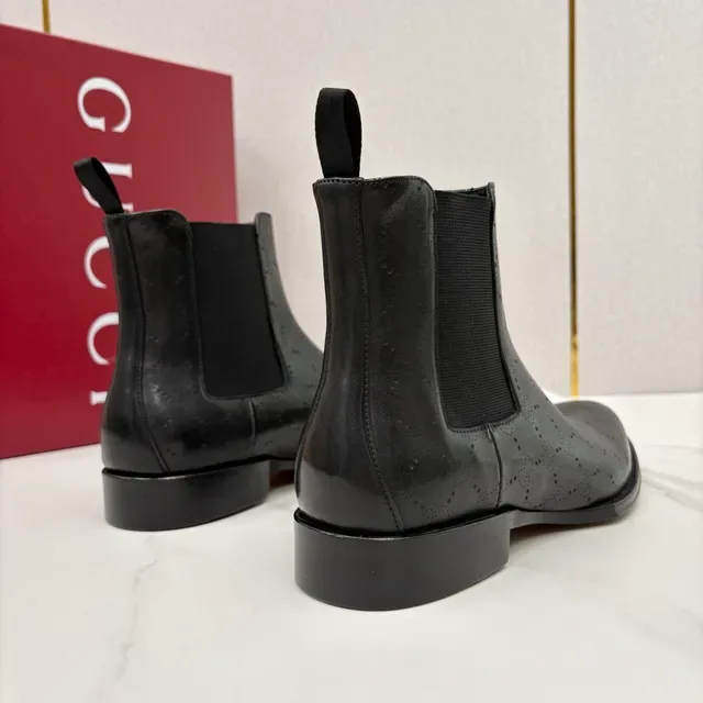 Gucci Black Brogue-Perforated Leather Chelsea Boots 3