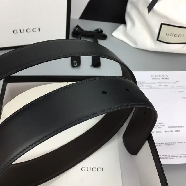 Gucci কালো রৌপ্য পট্টা আয়তাকার বকল চামড়া বেল্ট 7