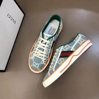 Gucci Azul Naranja GG Monogram Canvas Midsole Stripe Lifestyle Sneakers