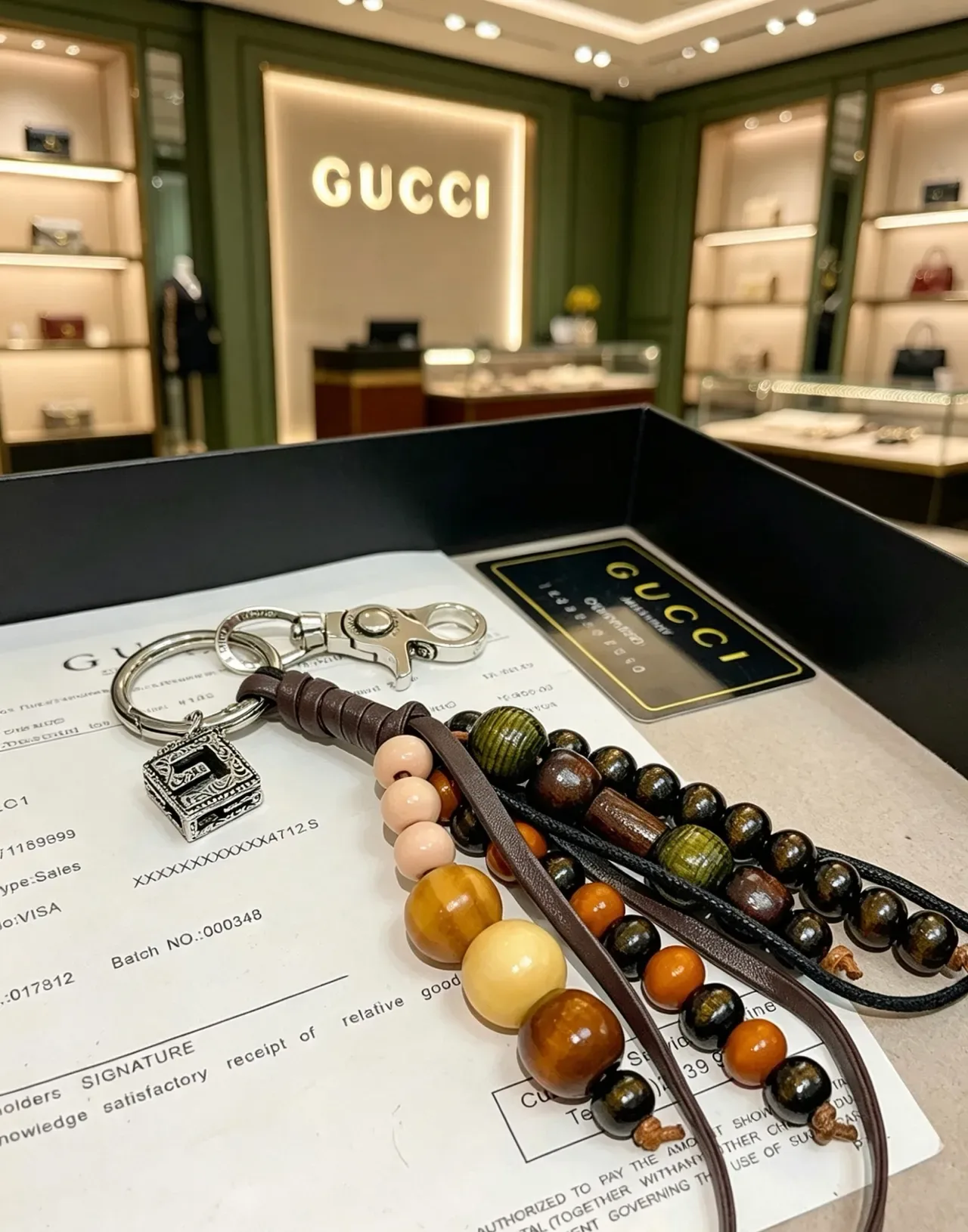 Gucci भूरा काला मोती चमड़ा पट्टी जेवर 4