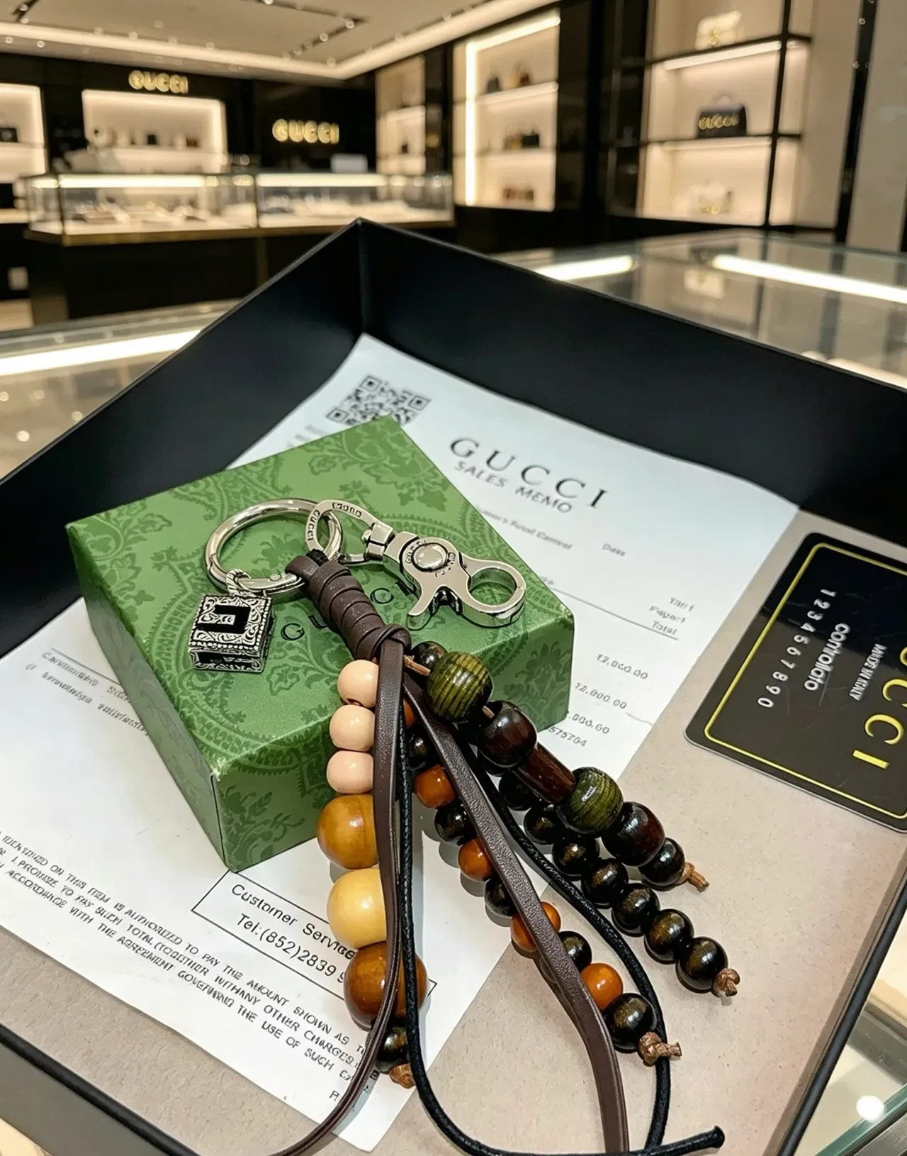 Gucci भूरा काला मोती चमड़ा पट्टी जेवर 6
