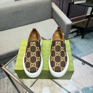 Gucci GG Monogram ক্যানভাস ব্রাউন গোল্ড স্লিপ-অন লাইফস্টাইল স্নিকার্স