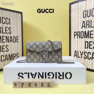 Gucci Dionysus Beige Noir GG Monogram Toile Clasp Horsebit Sac
