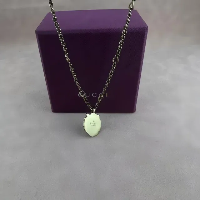 Gucci Dionysus 紫银双色金属狮头吊坠 项链 3
