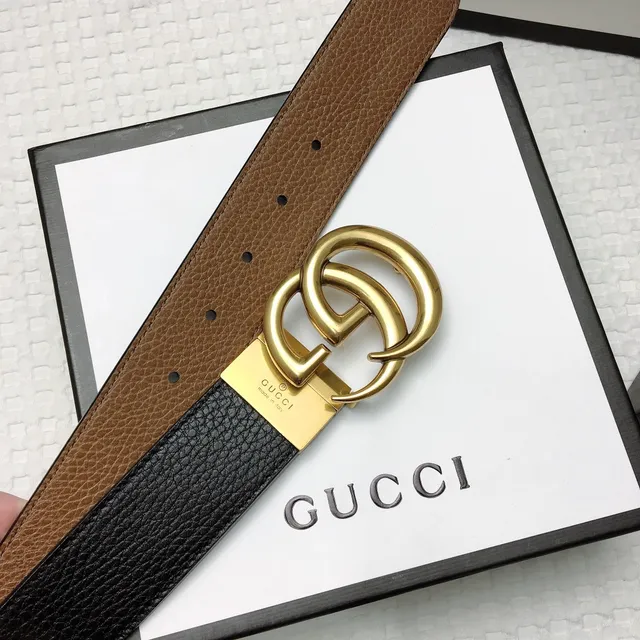 Gucci Double G Belt Black and Tan Reversible Leather Belt 6