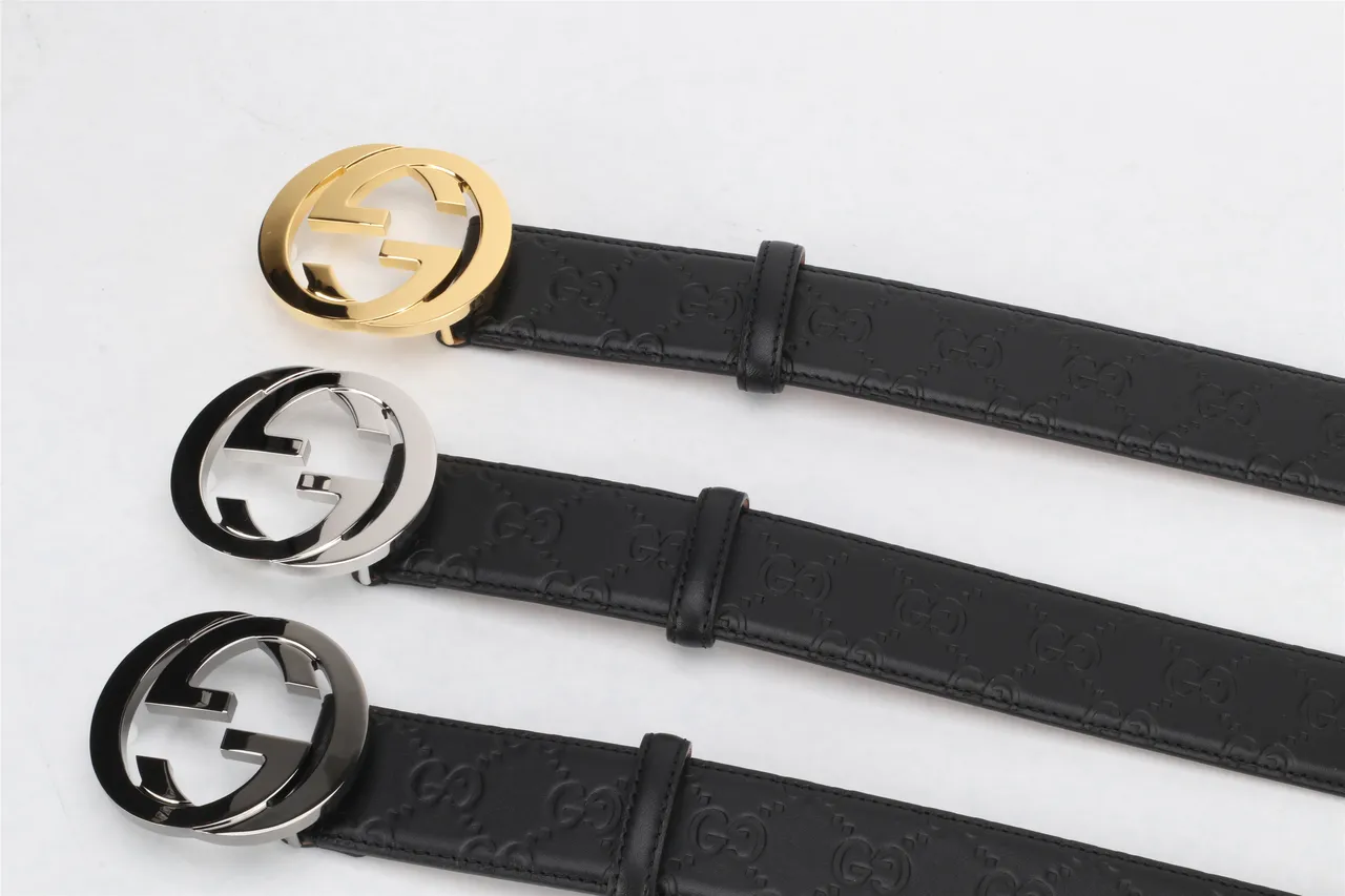 Gucci Double G Belt Black Gold Interlocking Buckle Embossed GG Monogram Leather Belt 7