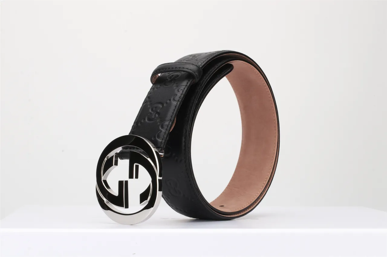 Gucci Double G Belt Black Gold Interlocking Buckle Embossed GG Monogram Leather Belt 8