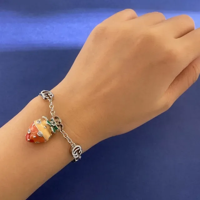 Gucci Double G Link Enamel Fruit Charm Bracelet 6