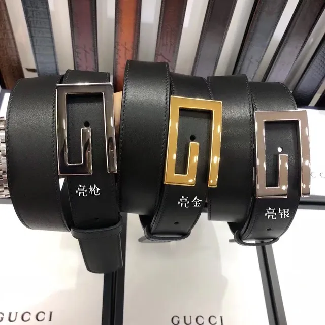 Gucci G-Buckle Ceinture en cuir noir argent interlocking finition métal poli 2