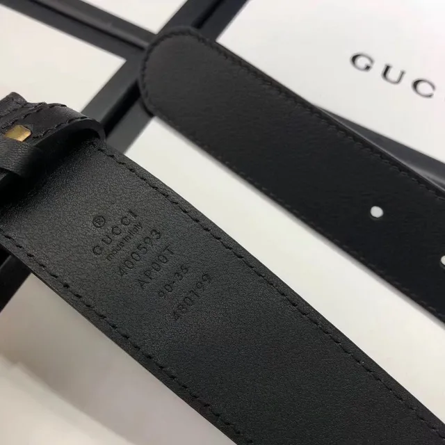 Gucci G-Buckle Ceinture en cuir noir argent interlocking finition métal poli 7