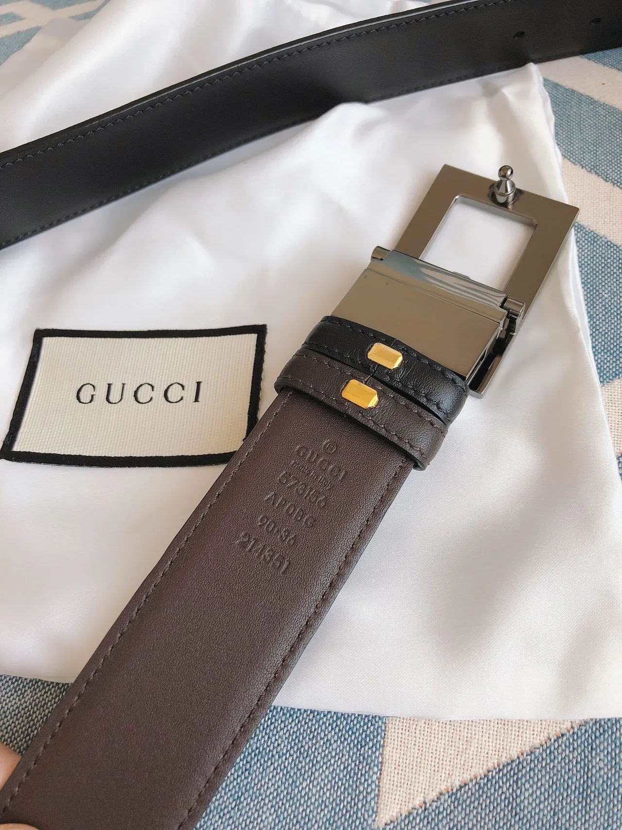 Gucci G-G Buckle Belt Ceinture Noir/Marron Douce Argent-Ton Cuir 5