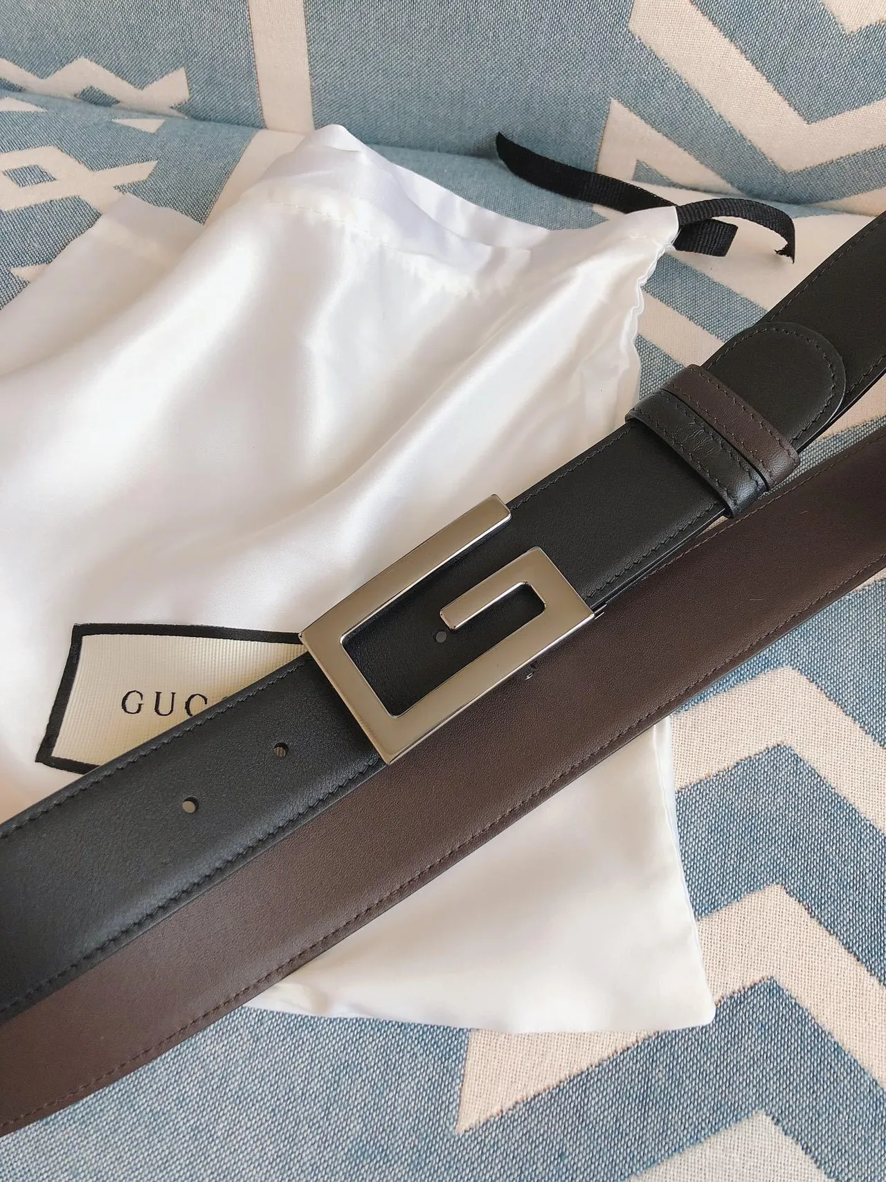 Gucci G-G Buckle Belt Ceinture Noir/Marron Douce Argent-Ton Cuir 8