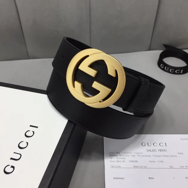 Gucci GG मार्मोंट কালো সোনা Interlocking G Buckle নরম চামড়ার বেল্ট 2