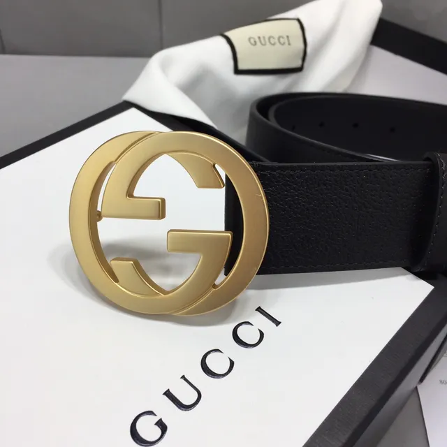 Gucci GG मार्मोंट কালো সোনা Interlocking G Buckle নরম চামড়ার বেল্ট 3