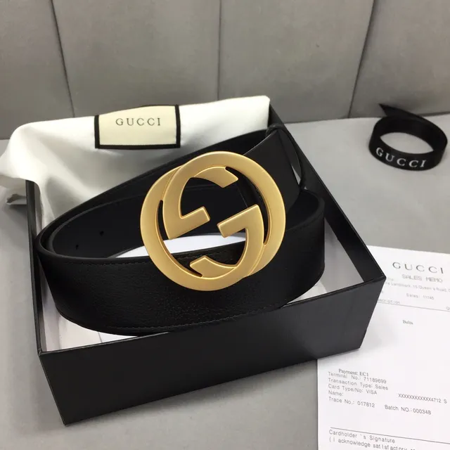Gucci GG मार्मोंट কালো সোনা Interlocking G Buckle নরম চামড়ার বেল্ট 5