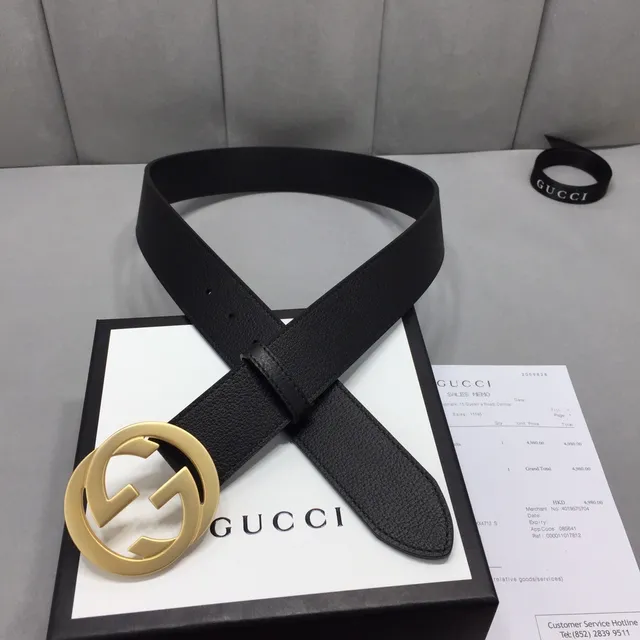Gucci GG मार्मोंट কালো সোনা Interlocking G Buckle নরম চামড়ার বেল্ট 6