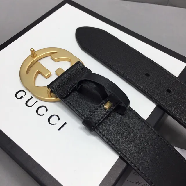 Gucci GG मार्मोंट কালো সোনা Interlocking G Buckle নরম চামড়ার বেল্ট 8