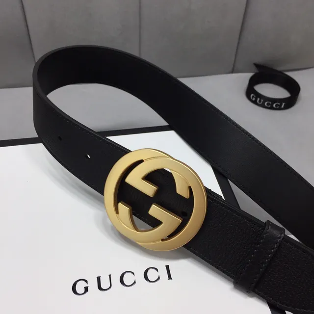 Gucci GG मार्मोंट কালো সোনা Interlocking G Buckle নরম চামড়ার বেল্ট 9
