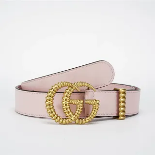 Gucci GG Marmont Fivela de mola enrolada Cinto de couro rosa