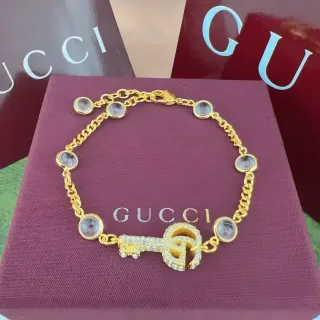 Gucci GG Marmont Crystal Key Gold-Tone Bracelet