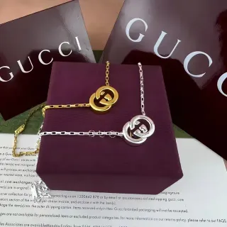 Gucci GG Marmont Or Argent Interlocking Double-G pendentif chaîne