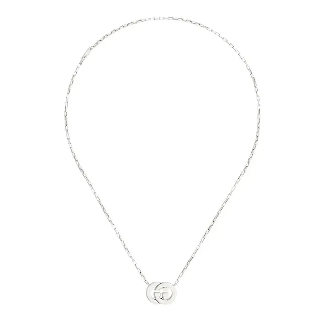 Gucci GG Marmont सोना चांदी Interlocking Double-G पेंडेंट लिंक चेन नेकलेस 9