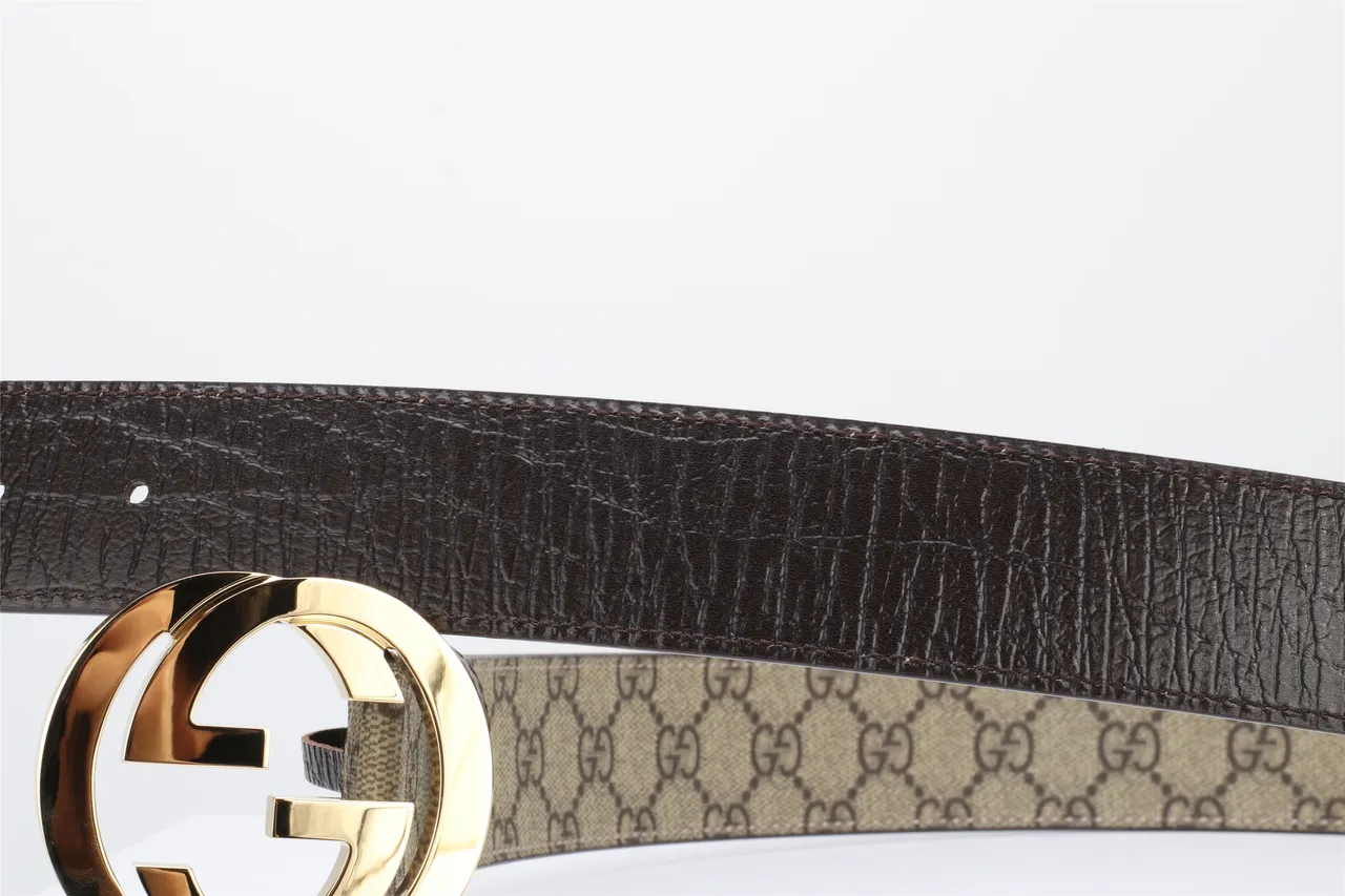 Gucci GG Marmont Interlocking G Buckle حزام جلد بيج و بني 3