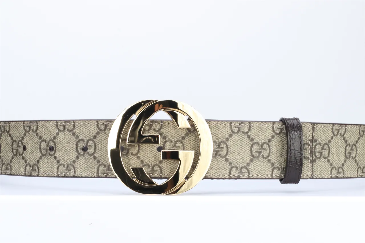 Gucci GG Marmont Interlocking G Buckle حزام جلد بيج و بني 9