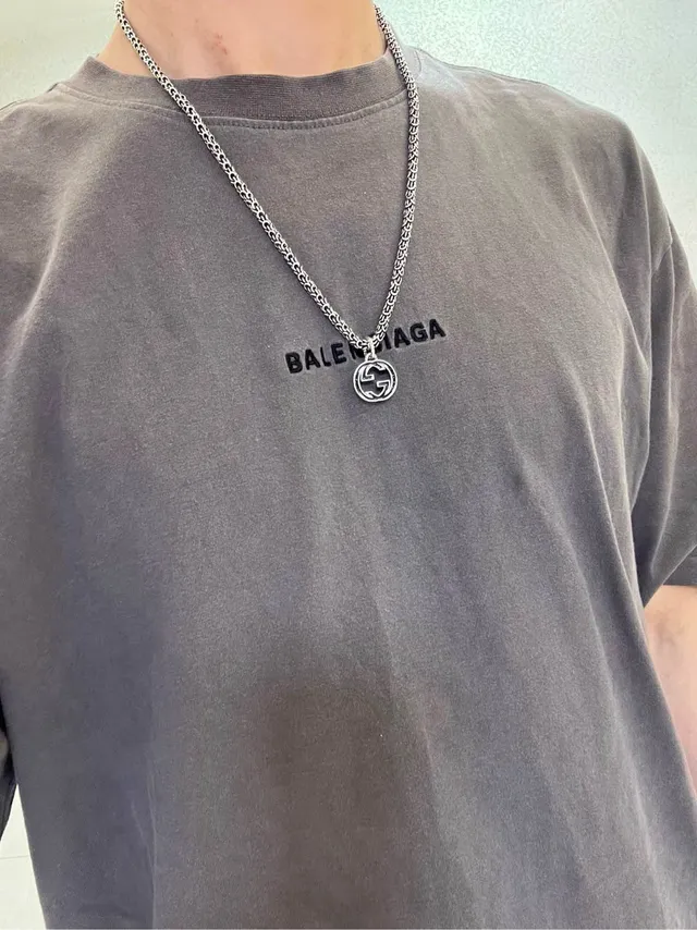 Gucci GG Marmont রূপালি কালো বাইজেন্টাইন-লিংক চেইন ইন্টারলকিং ডাবল জি পেন্ড্যান্ট নেকলেস 2