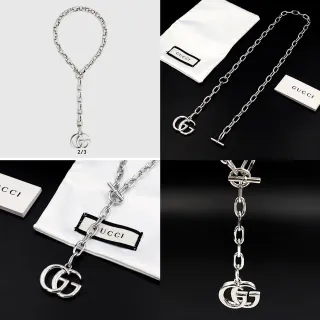 Gucci GG Marmont চাঁদির রং এর ডাবল জি পেন্ডেন্ট হার