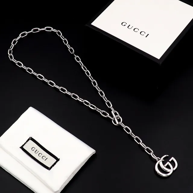 Gucci GG Marmont Silver-Toned Double G Pendant Necklace 6