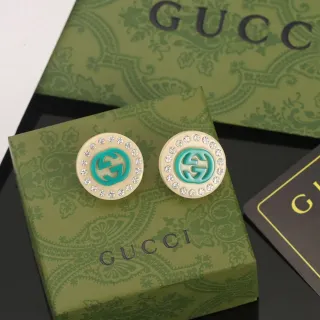 Gucci GG Marmont أقراط دبوس تركواز وكريمي مع كريستال