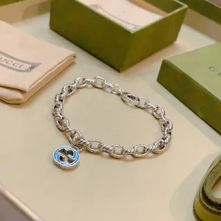 Gucci GG Marmont Twisted Rope-Link Enamel GG Charm Bracelet