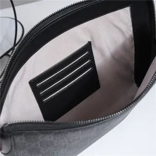 Gucci GG Monogram Beige Gray and Brown Leather Wristlet 2