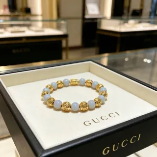 Gucci ذهبي بيج خرزي معدن سوار