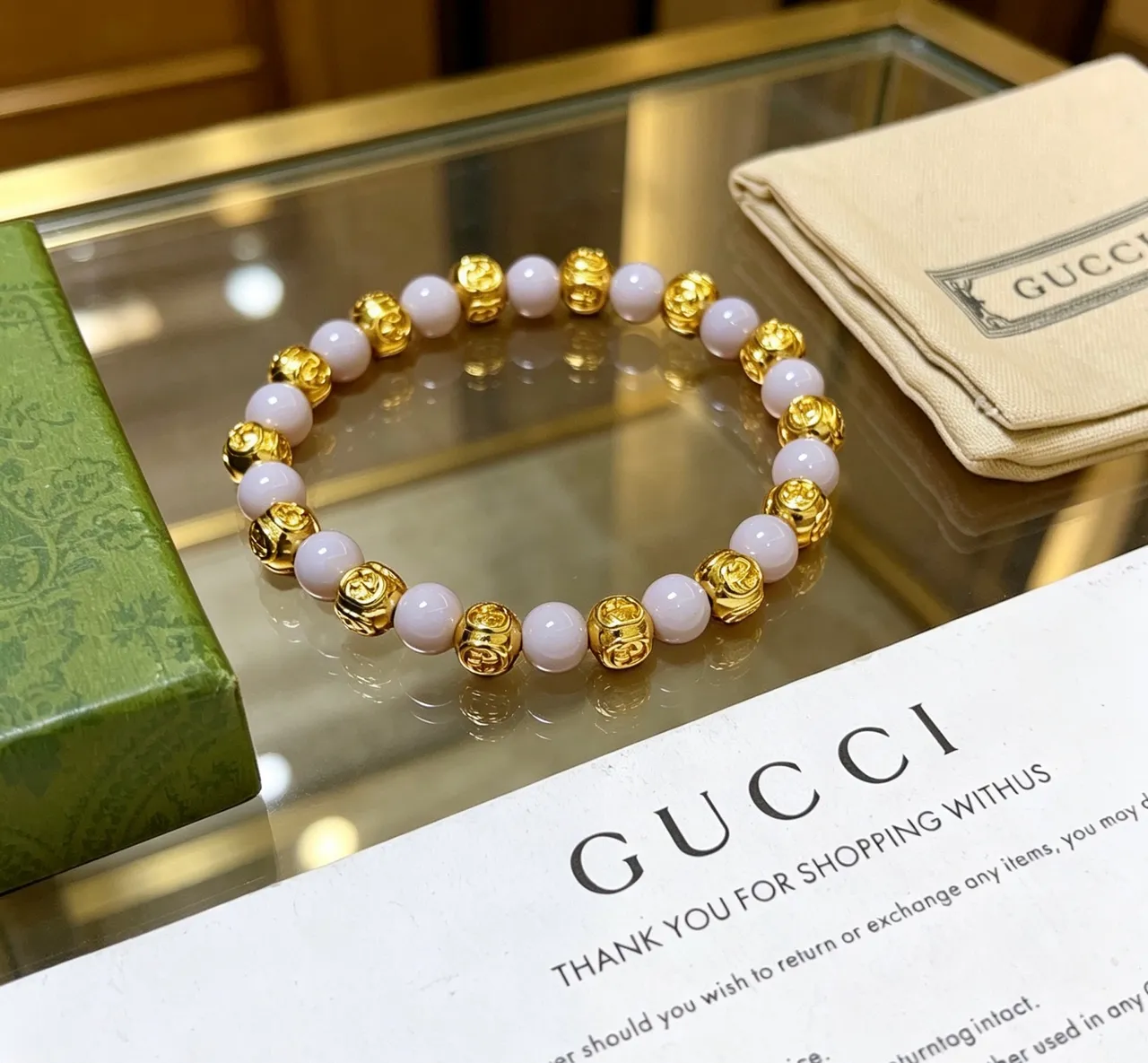 Gucci Oro Beige Pulsera de Cuentas de Metal 3