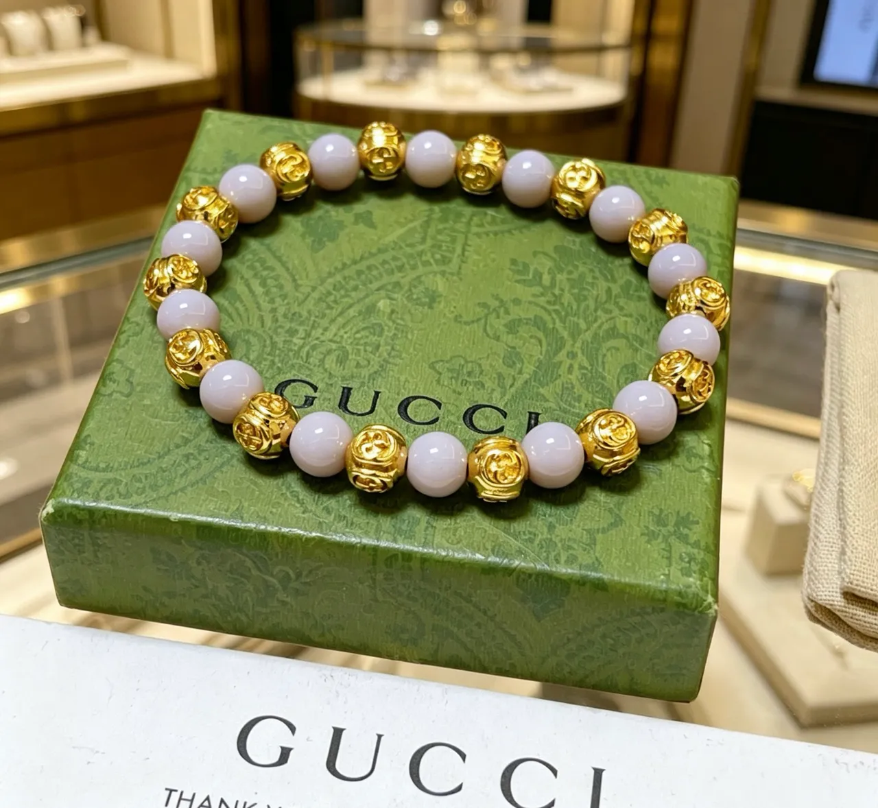 Gucci Oro Beige Pulsera de Cuentas de Metal 5