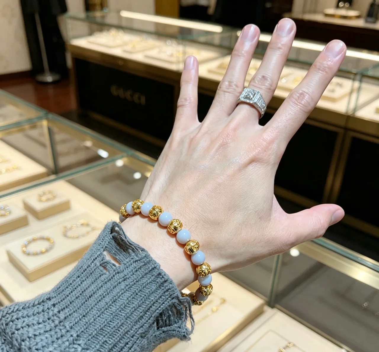 Gucci Oro Beige Pulsera de Cuentas de Metal 8