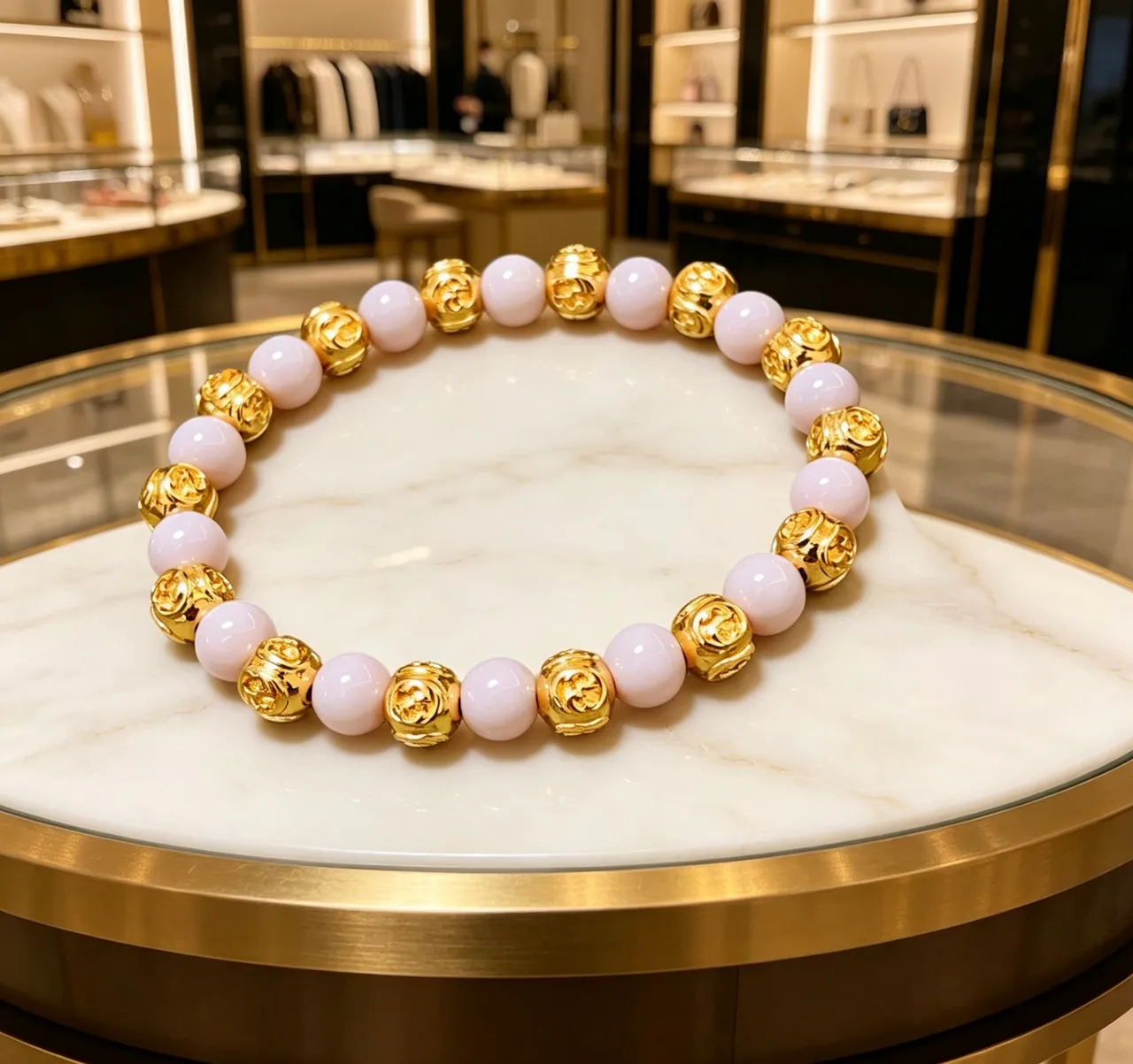 Gucci Oro Beige Pulsera de Cuentas de Metal 9