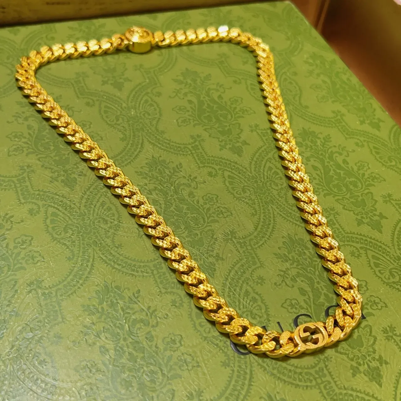 গুচ্ছি সোনা Curb-Link Chain Faceted Polished Links হার 9