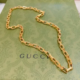 Gucci সোনার আয়তাকার লিঙ্ক চেইন নেকলেস