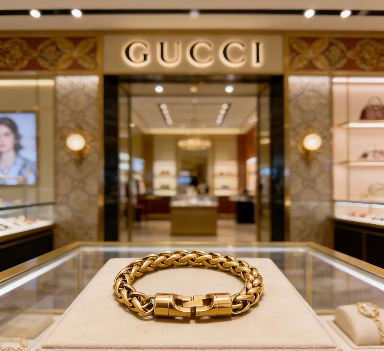 سوار Gucci ذهبي اللون سلاسل كيرب لينك مع إغلاق مغناطيسي 2