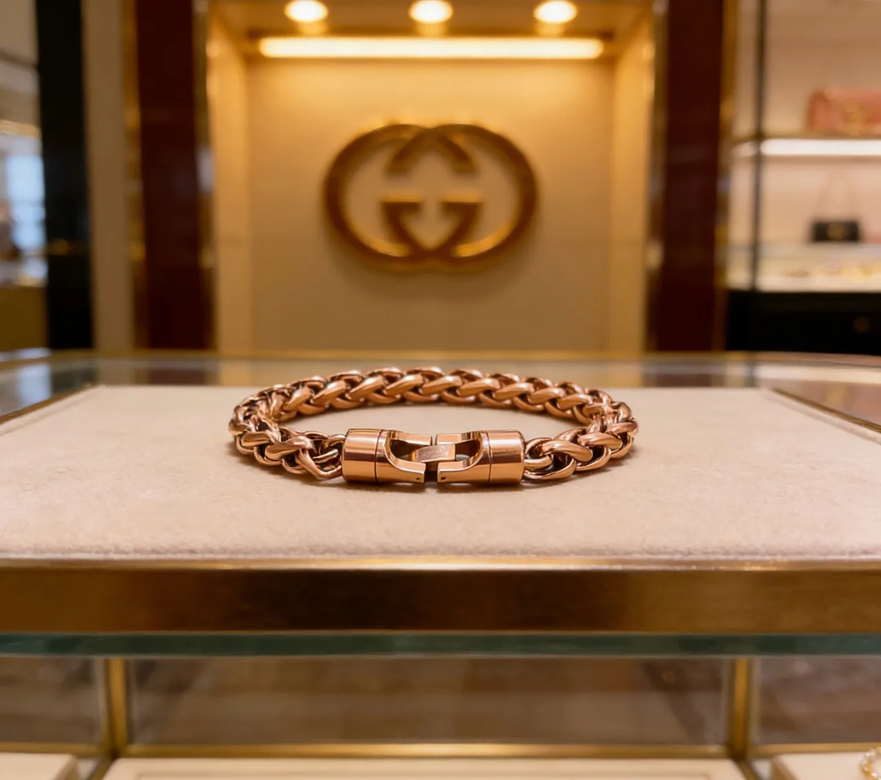سوار Gucci ذهبي اللون سلاسل كيرب لينك مع إغلاق مغناطيسي 7