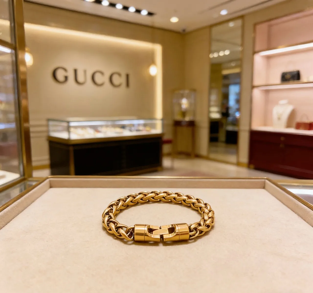 سوار Gucci ذهبي اللون سلاسل كيرب لينك مع إغلاق مغناطيسي 9