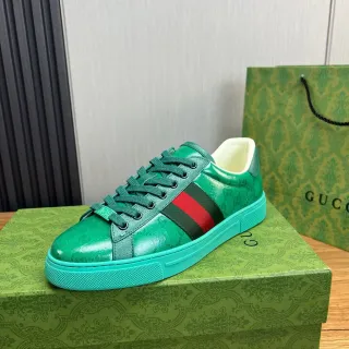 Gucci 绿色蓝色 亮面鞋面 GG Monogram Print 生活方式运动鞋