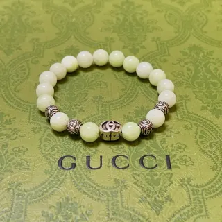 سوار Gucci أخضر فضي خرز Interlocking G Charm