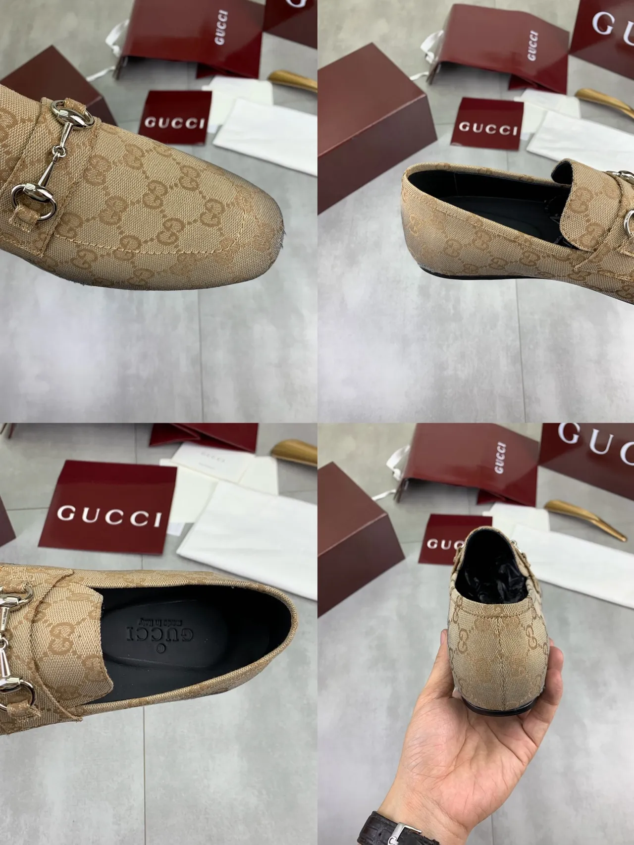Gucci Horsebit 1955 Beige GG Monogram Loafers 2