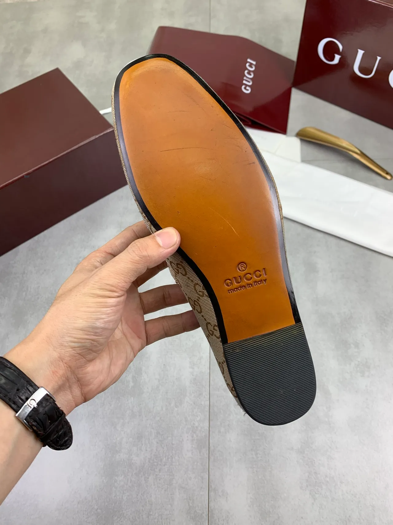 Gucci Horsebit 1955 Beige GG Monogram Loafers 3