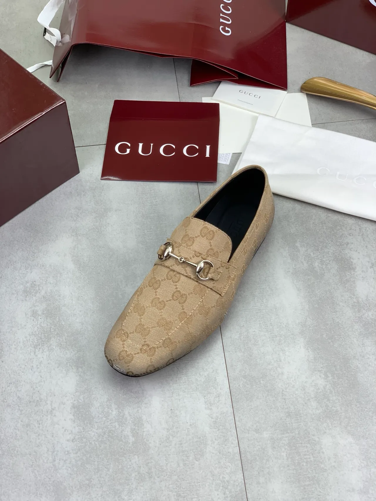 Gucci Horsebit 1955 Beige GG Monogram Loafers 4