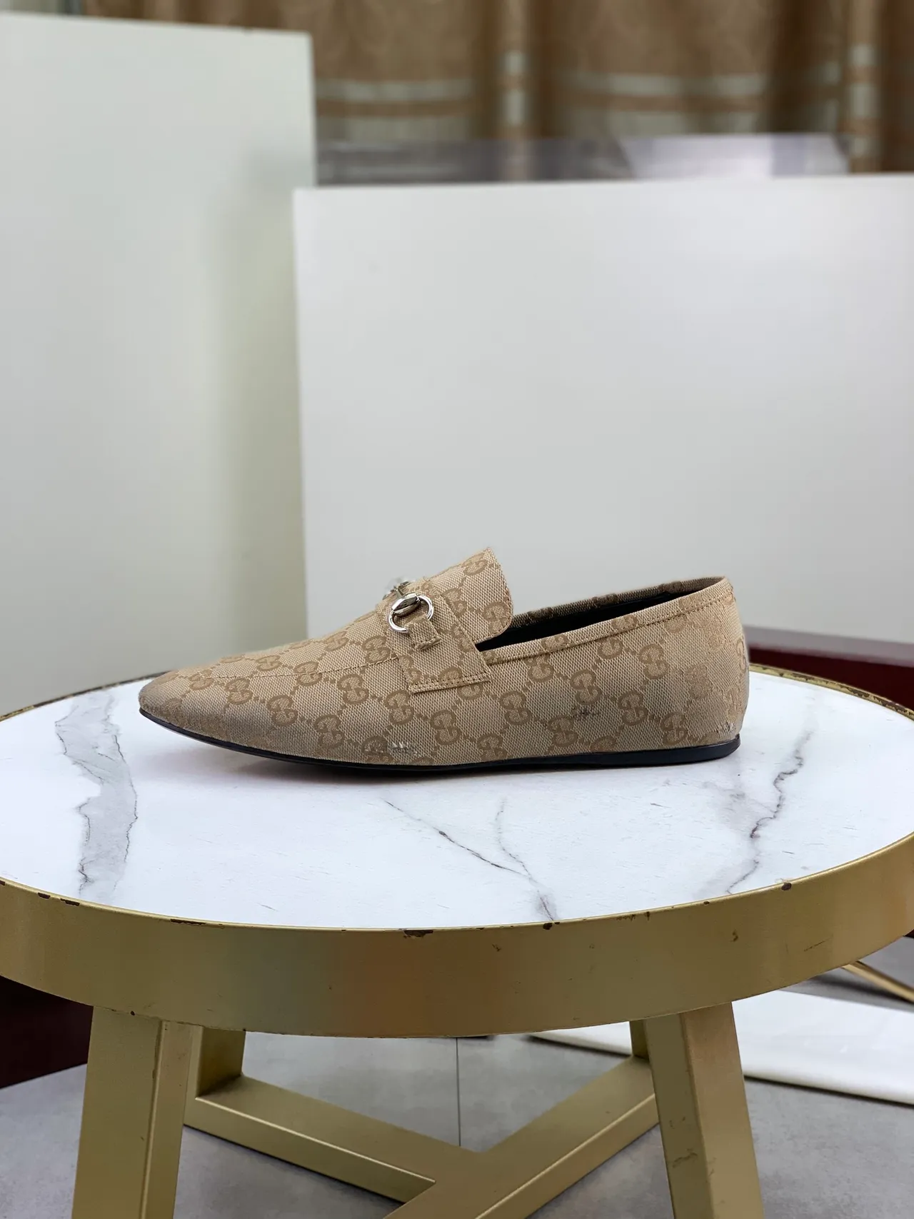 Gucci Horsebit 1955 Beige GG Monogram Loafers 6